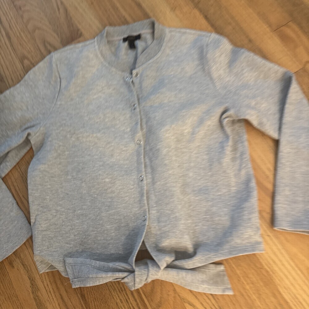 J.Crew Jacket Tie Front Cardigan Sweater Snap Long Sleeve Shirt Gray Women Large - Picture 6 of 10